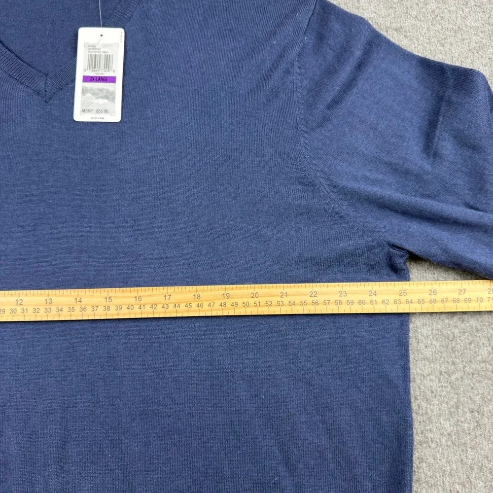IZOD Fieldhouse Sweater Men's XXL V-Neck Pullover‎ Blue Peacoat 45FS692403 NWT